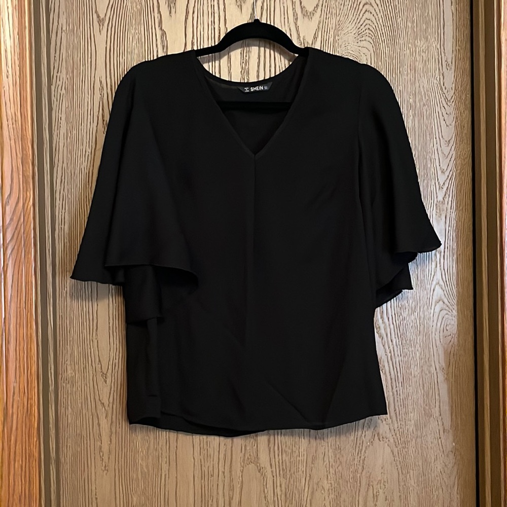 Black Chiffon Top - Large